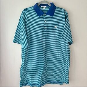 Peter Millar Teal and Navy Striped Polo Charleston Country Club